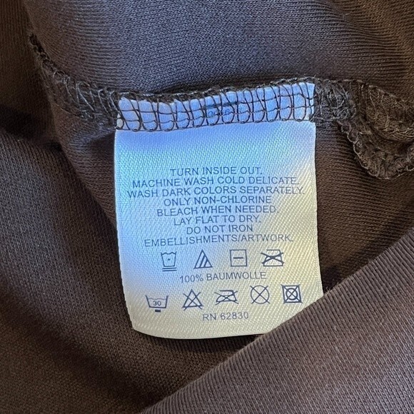 Lands' End Brown Tunic Beaded Split Neck Medium Solid Boho Coastal - Picture 6 of 9